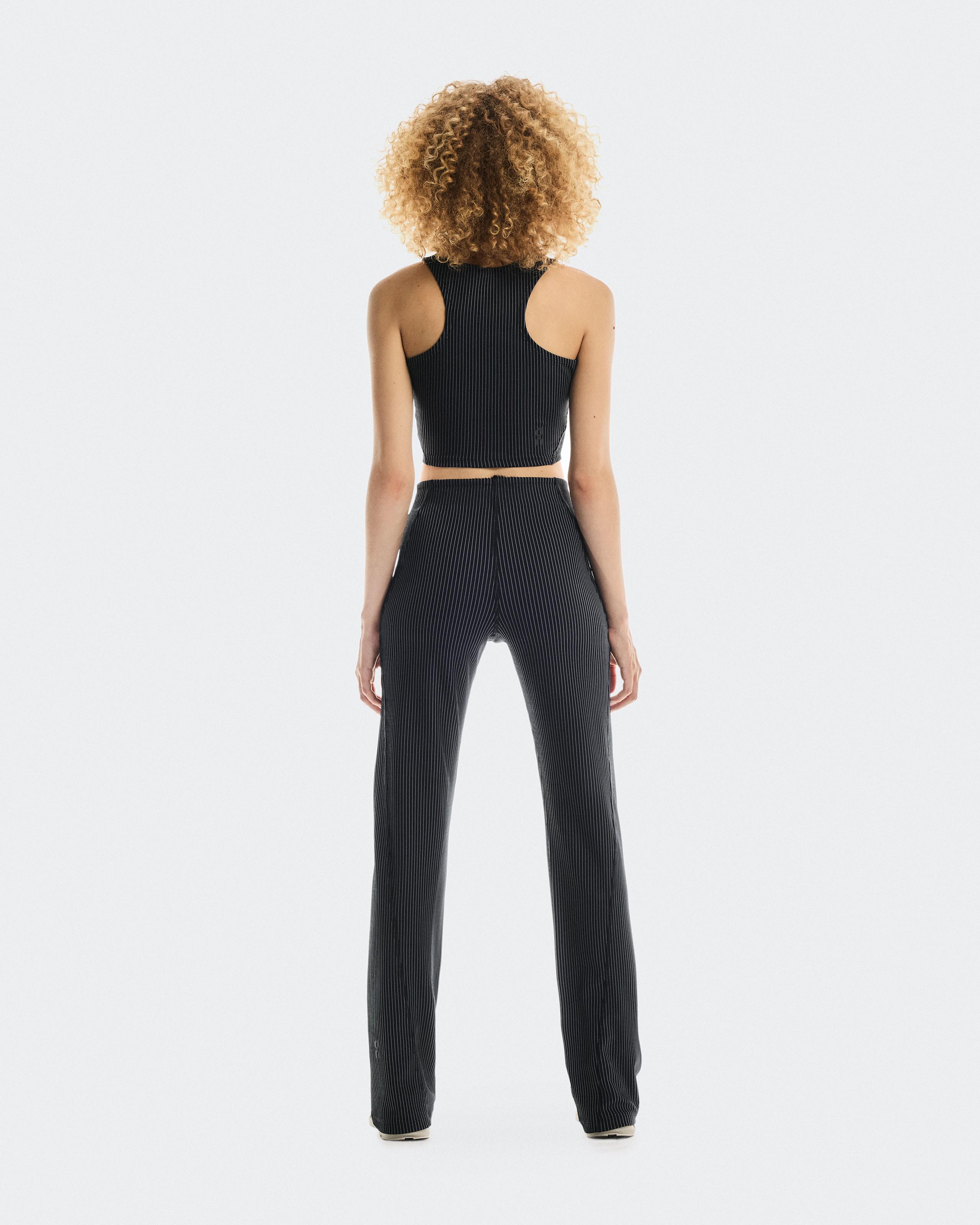 Женский укороченный топ All-Day Ribbed Crop, чёрный / серый — фото 2