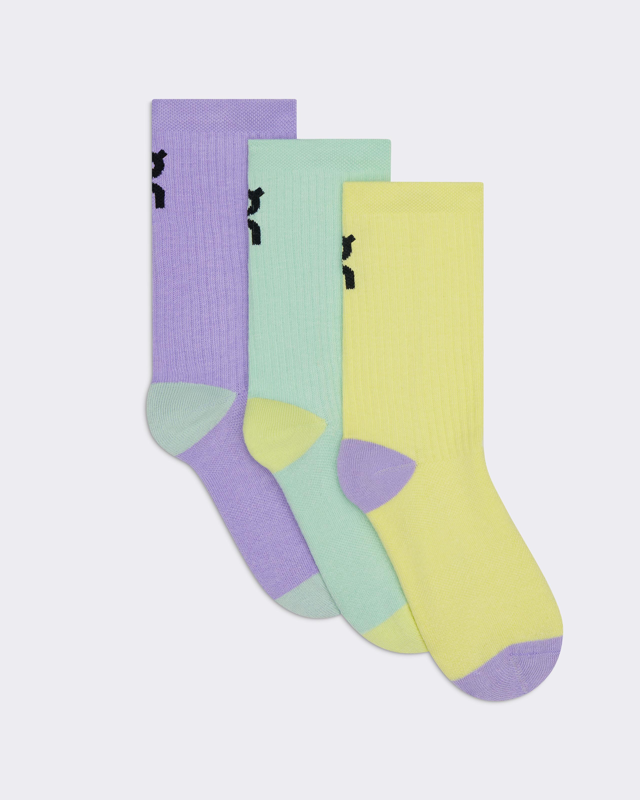 Детские носки Logo Sock High 3P Kids, цветочный розовый/ручейный зелёный (3 пары) — фото 2