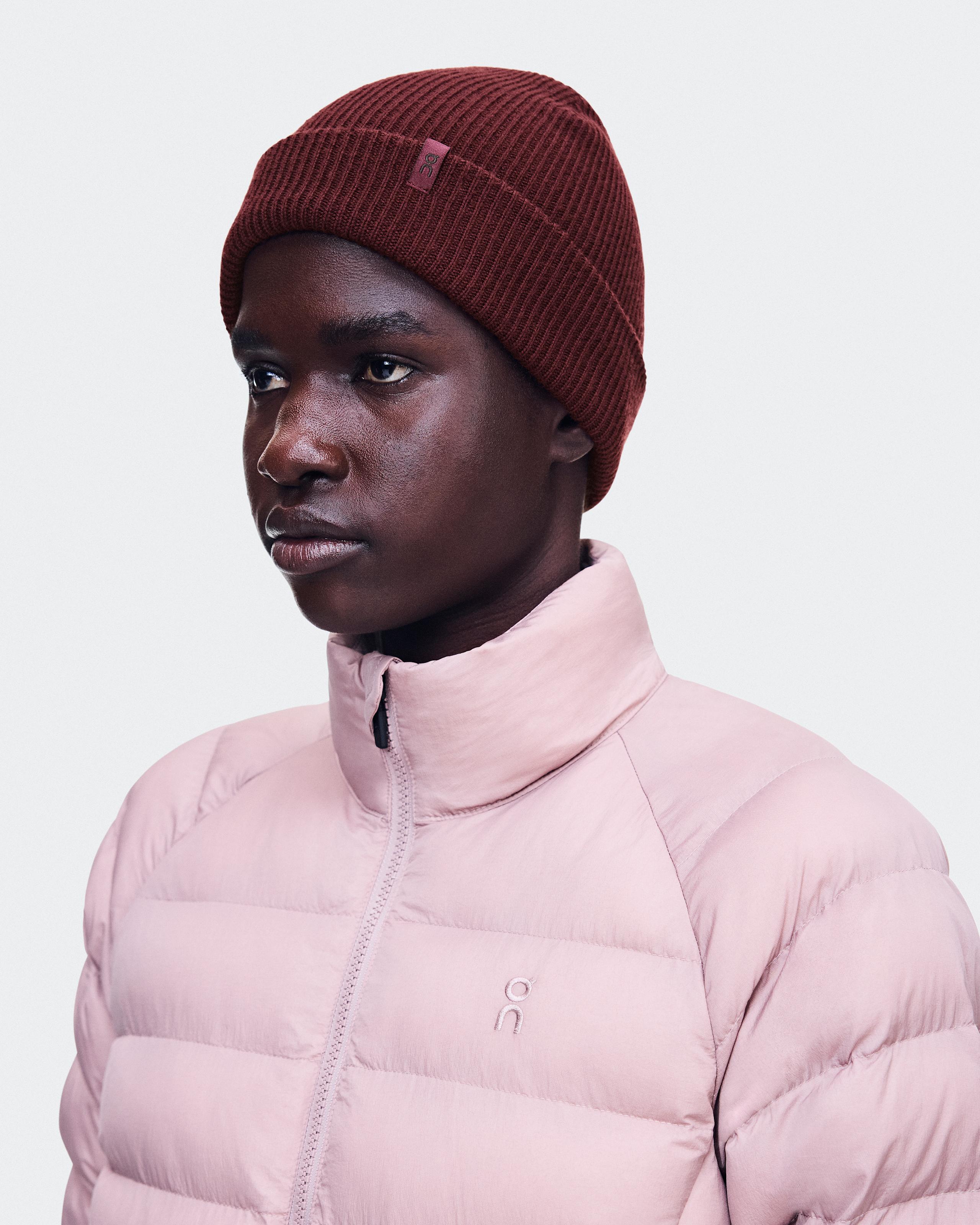 Шапка On Merino Beanie, Maroon — фото 2