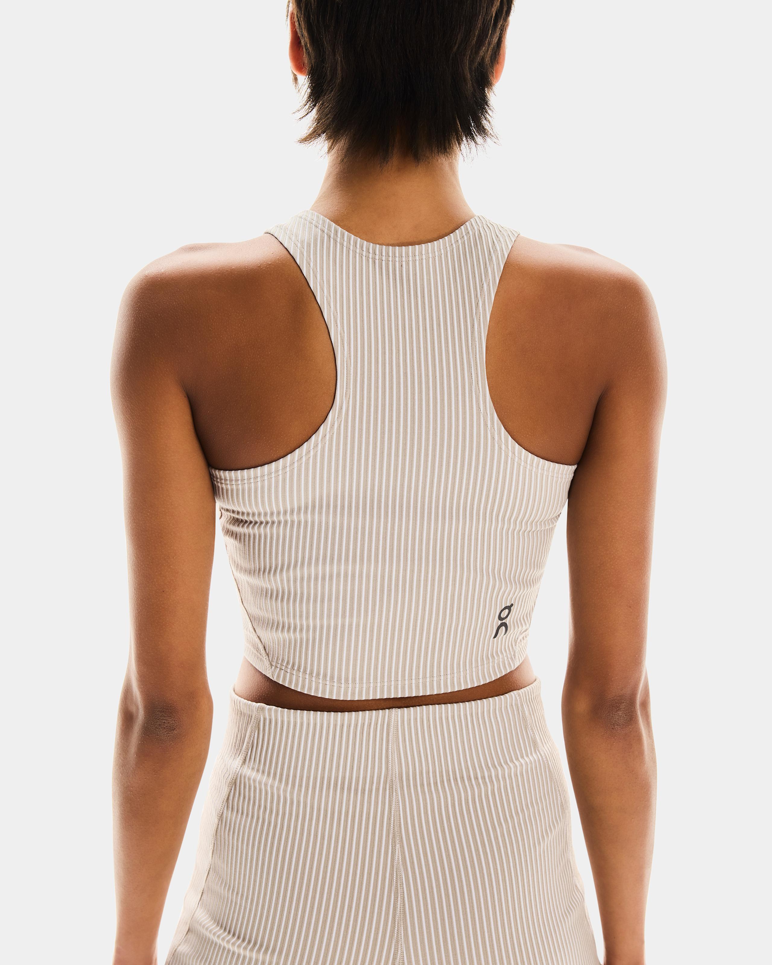 Топ On All-Day Ribbed Crop женский, бежевый с белым — фото 4