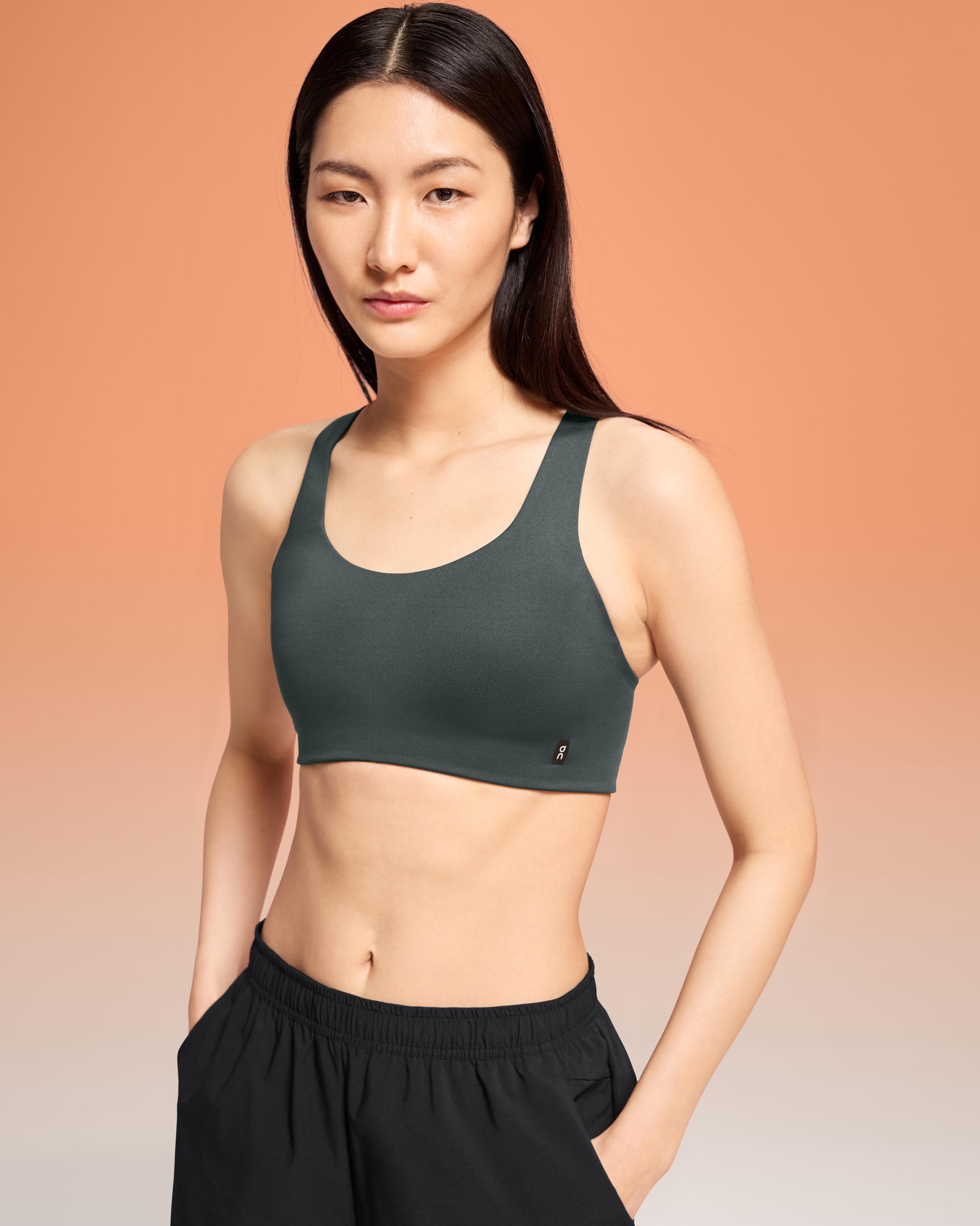Спортивный бра On Active Bra, цвет свинцово-серый с чёрным (Lead / Black) — фото 4