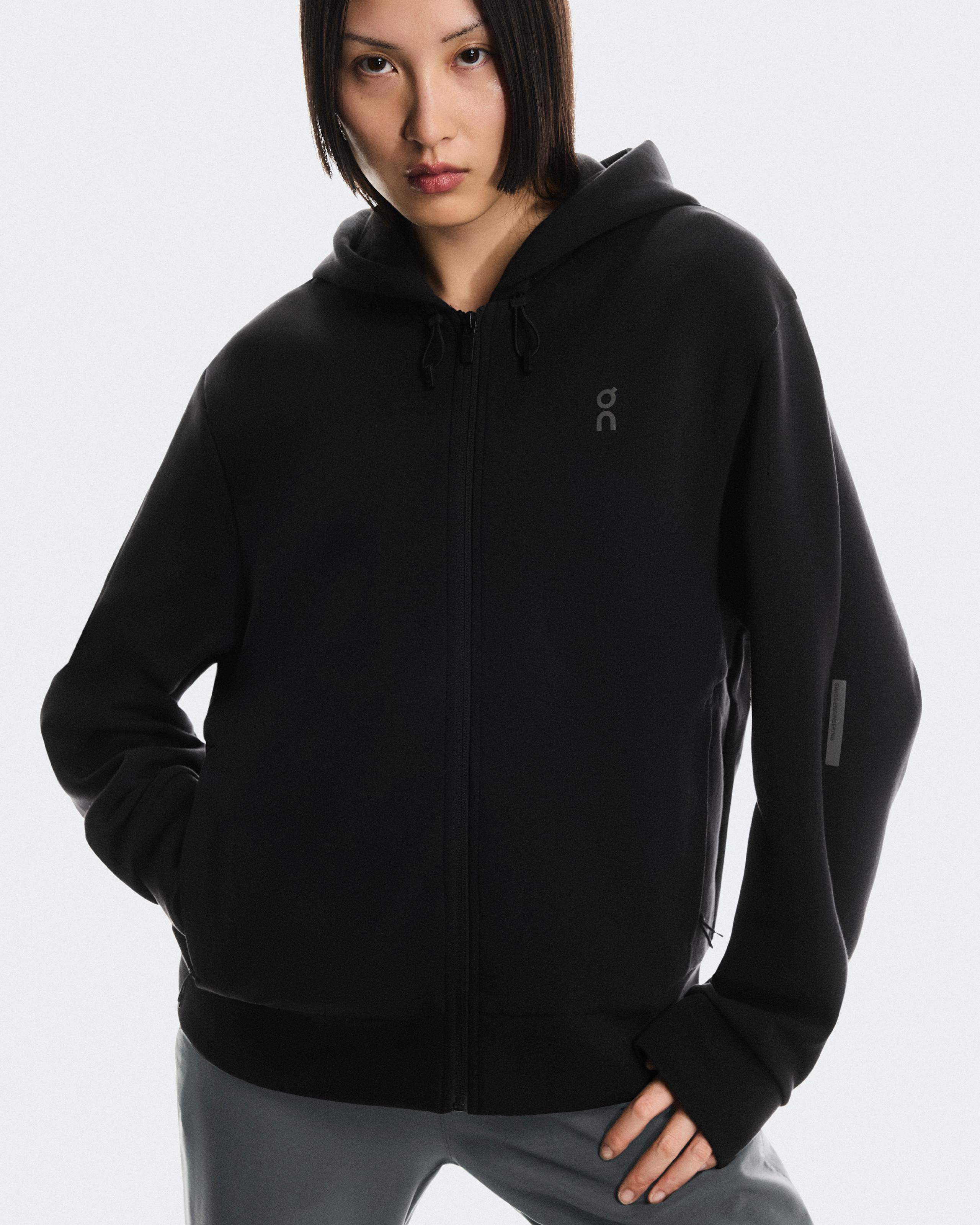 Женское худи на молнии On Focus Tech Zip Hoodie, Black — фото 3