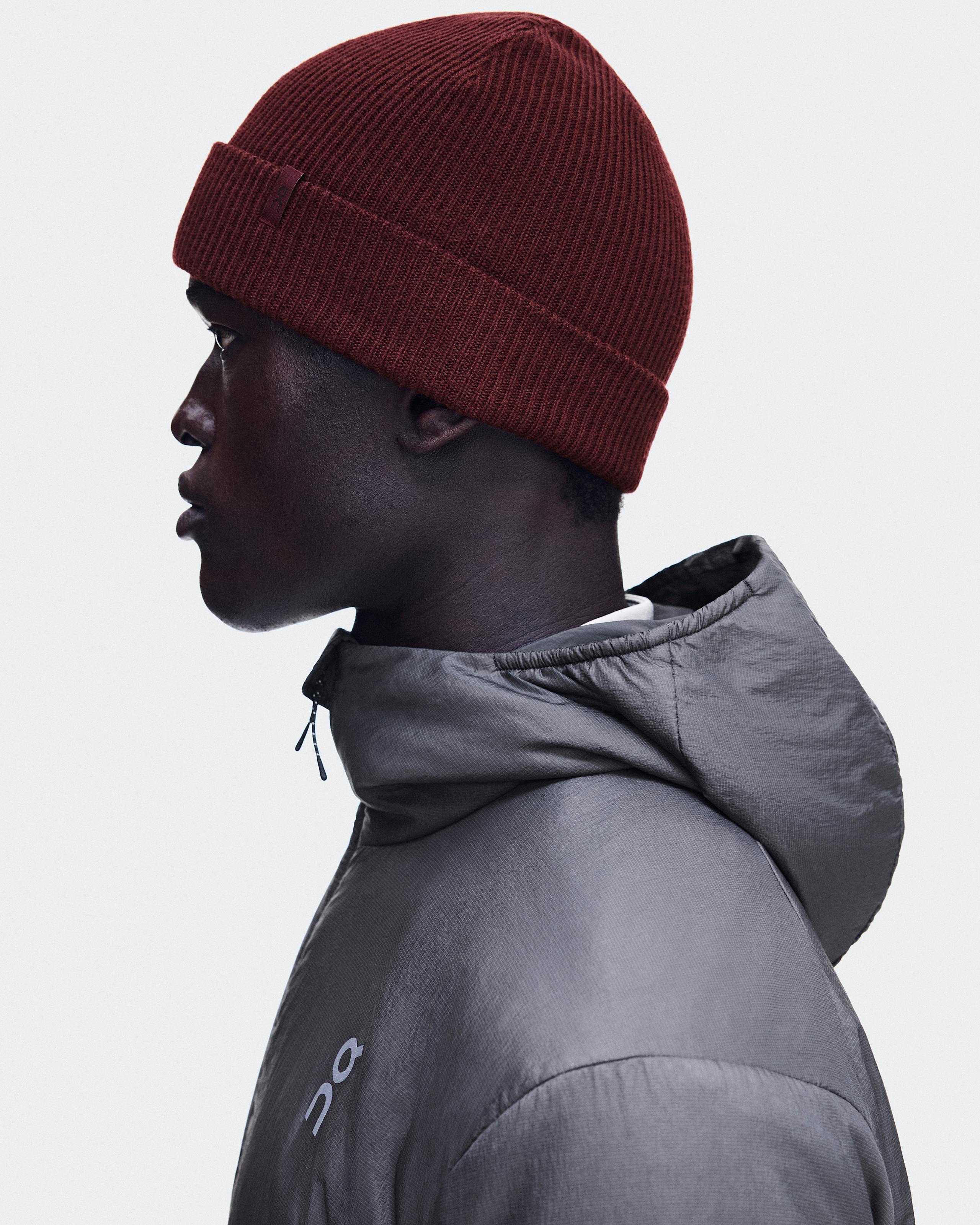Шапка On Merino Beanie, Maroon — фото 3