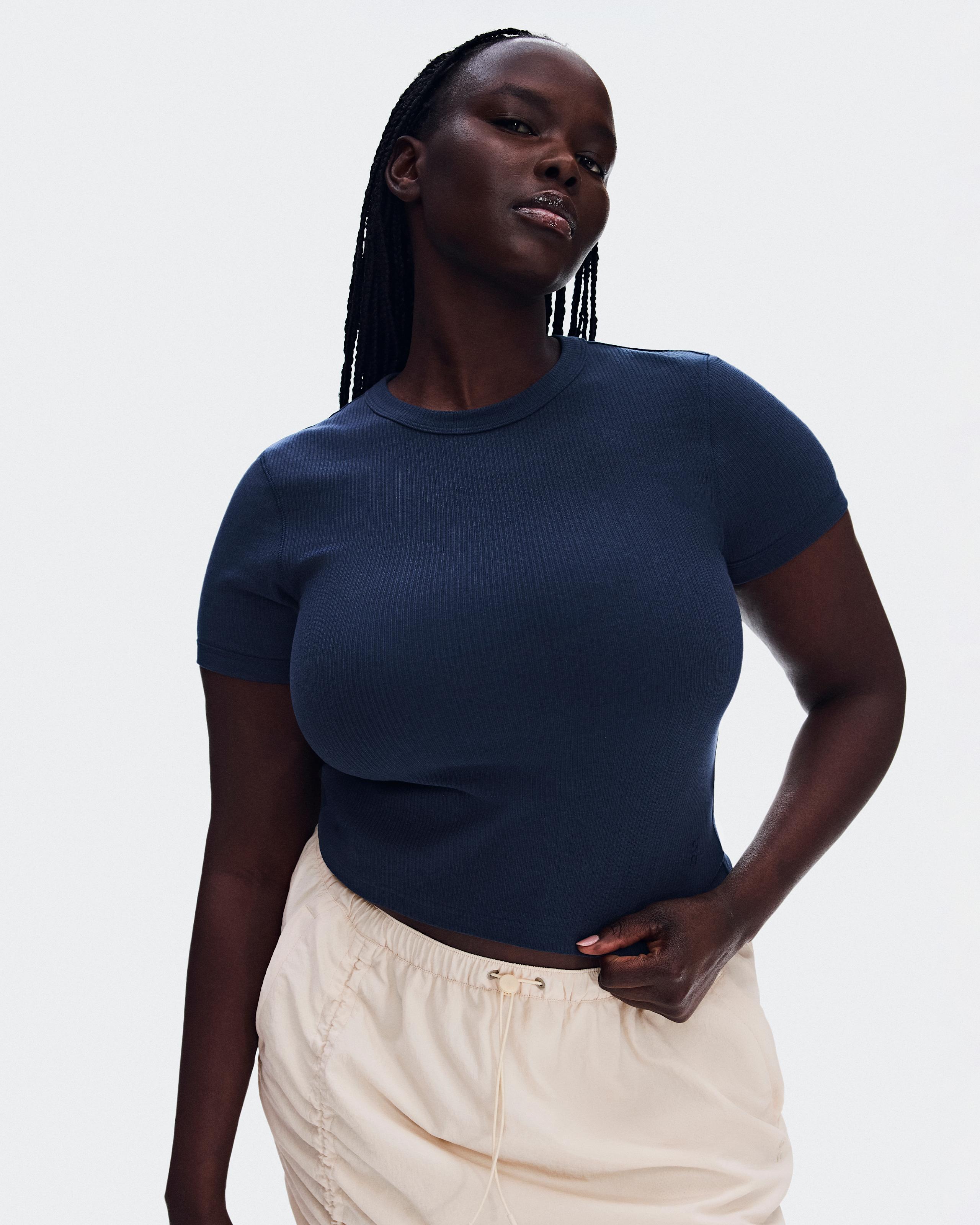 Футболка женская On All-Day Ribbed T-Shirt (тёмно-синий) — фото 2
