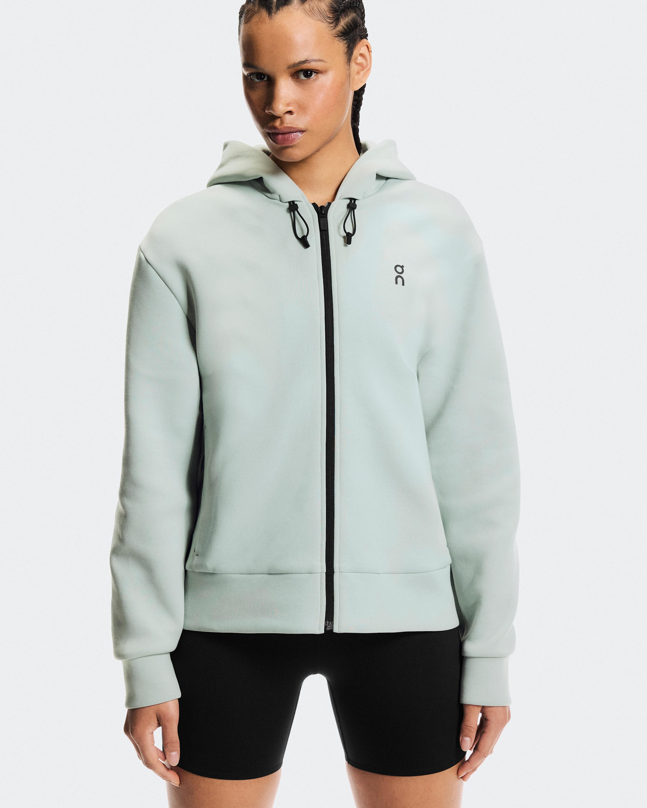 Женское худи на молнии On Focus Tech Zip Hoodie, Mineral — фото 3