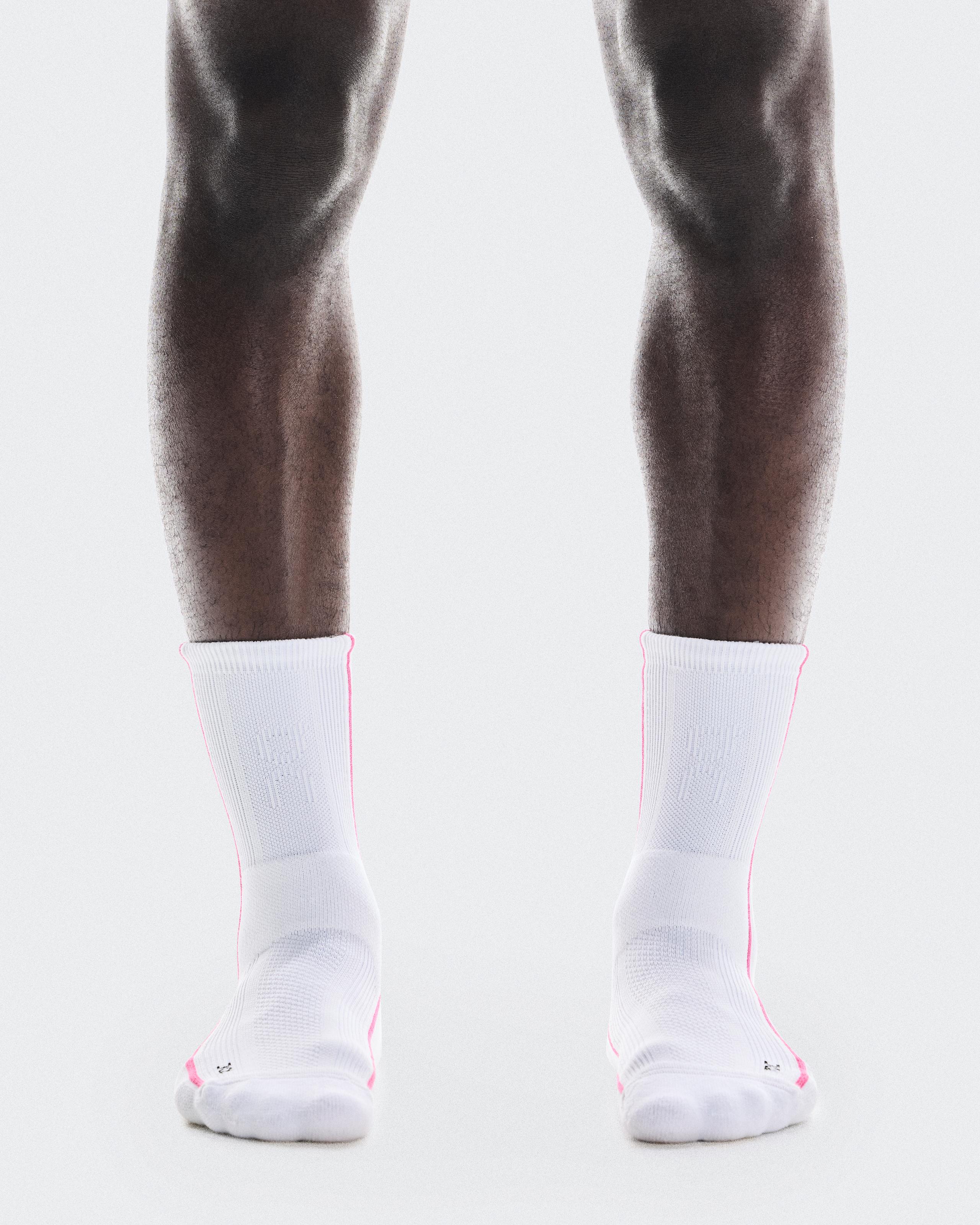 Court Sock High White | Pink