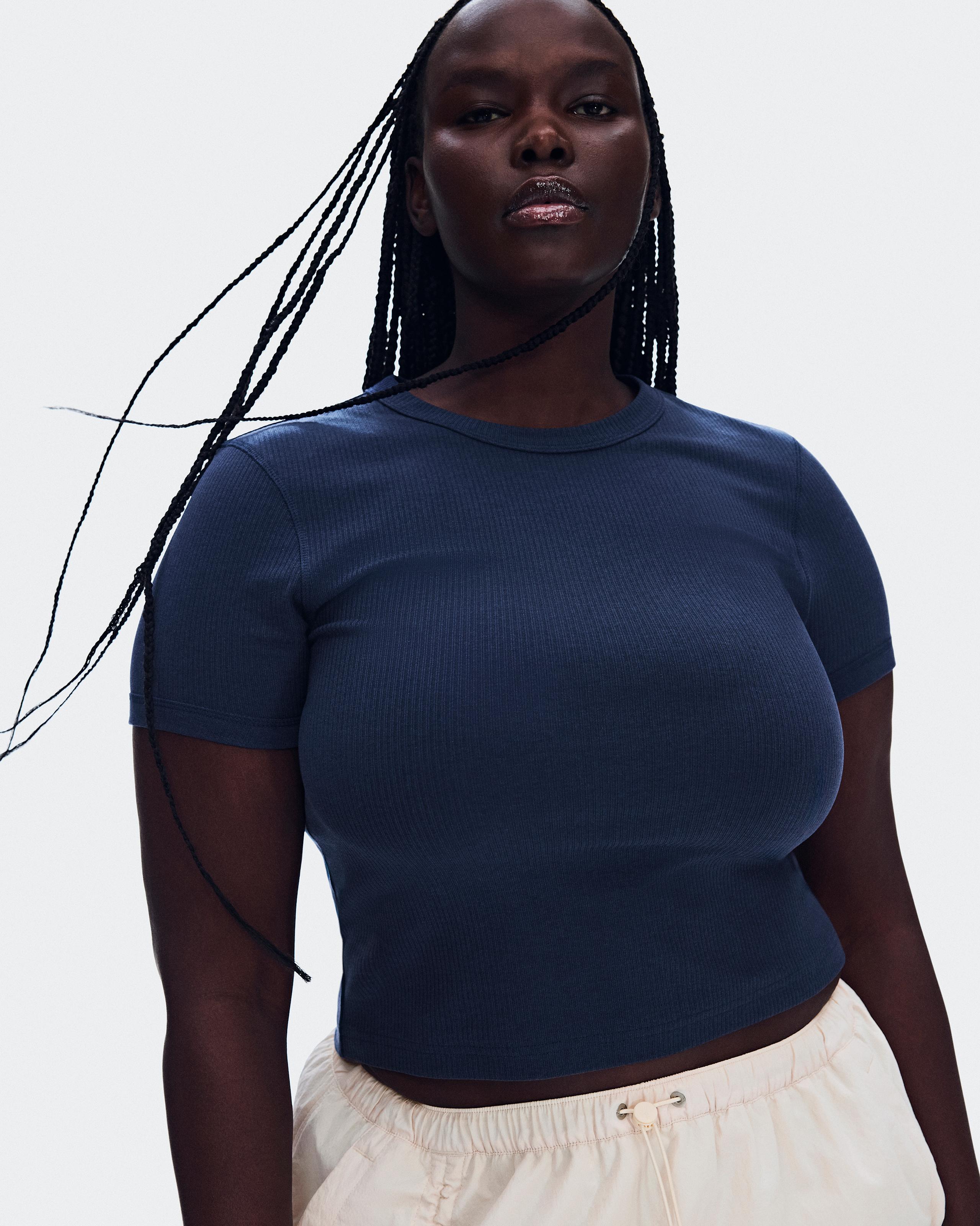 Футболка женская On All-Day Ribbed T-Shirt (тёмно-синий) — фото 6