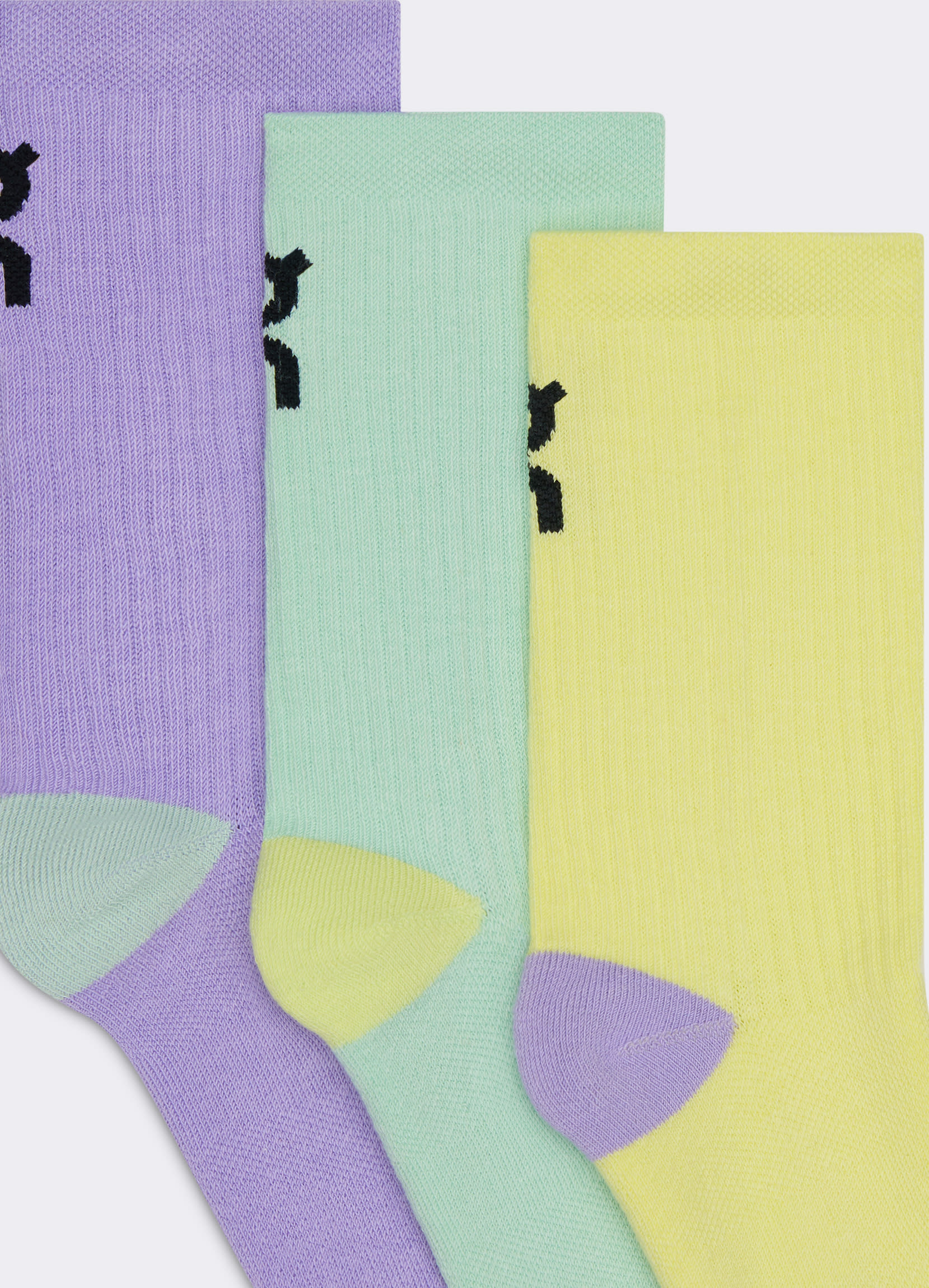 Детские носки Logo Sock High 3P Kids, цветочный розовый/ручейный зелёный (3 пары) — фото 3