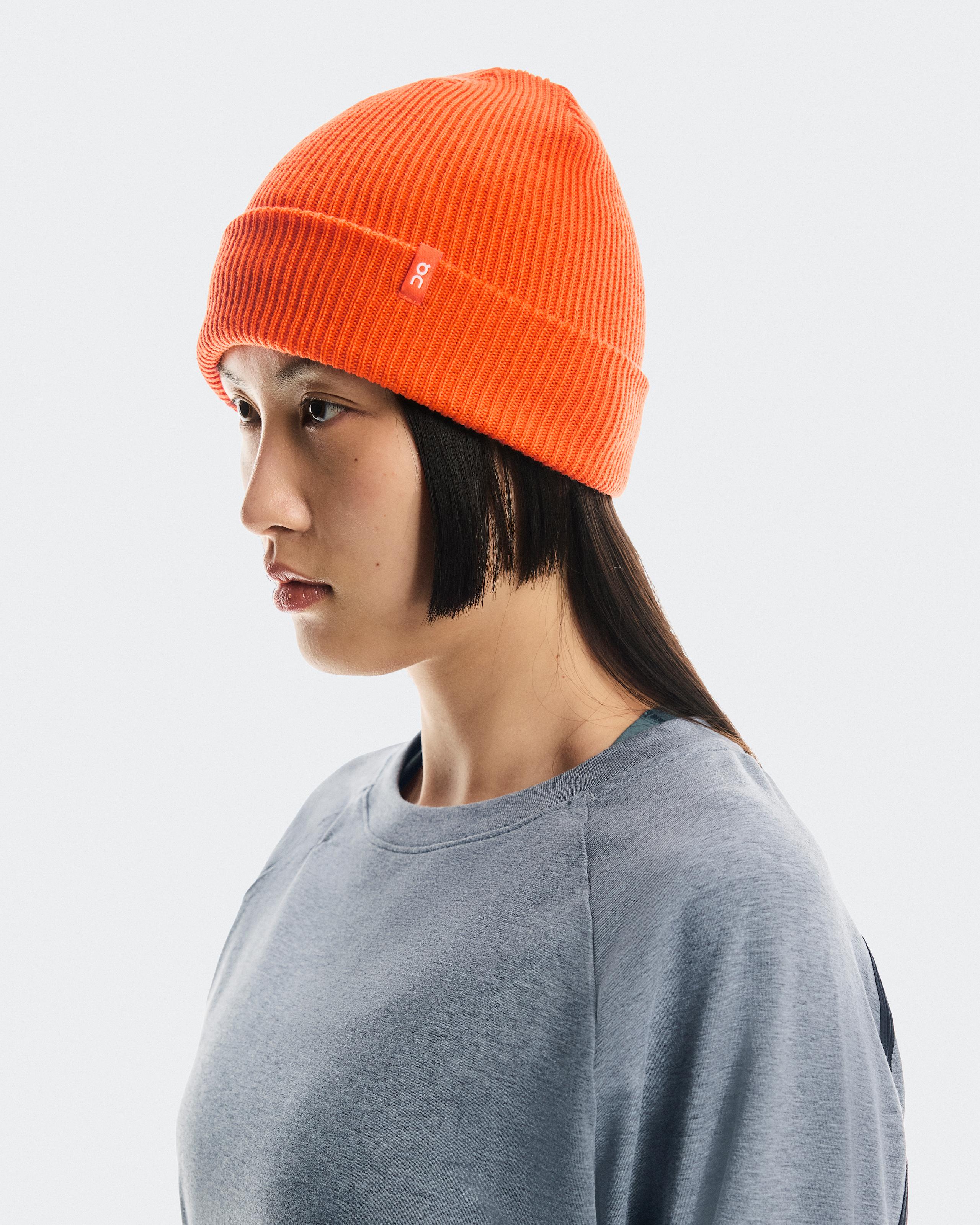Шапка Merino Beanie, огненно-оранжевая — фото 2