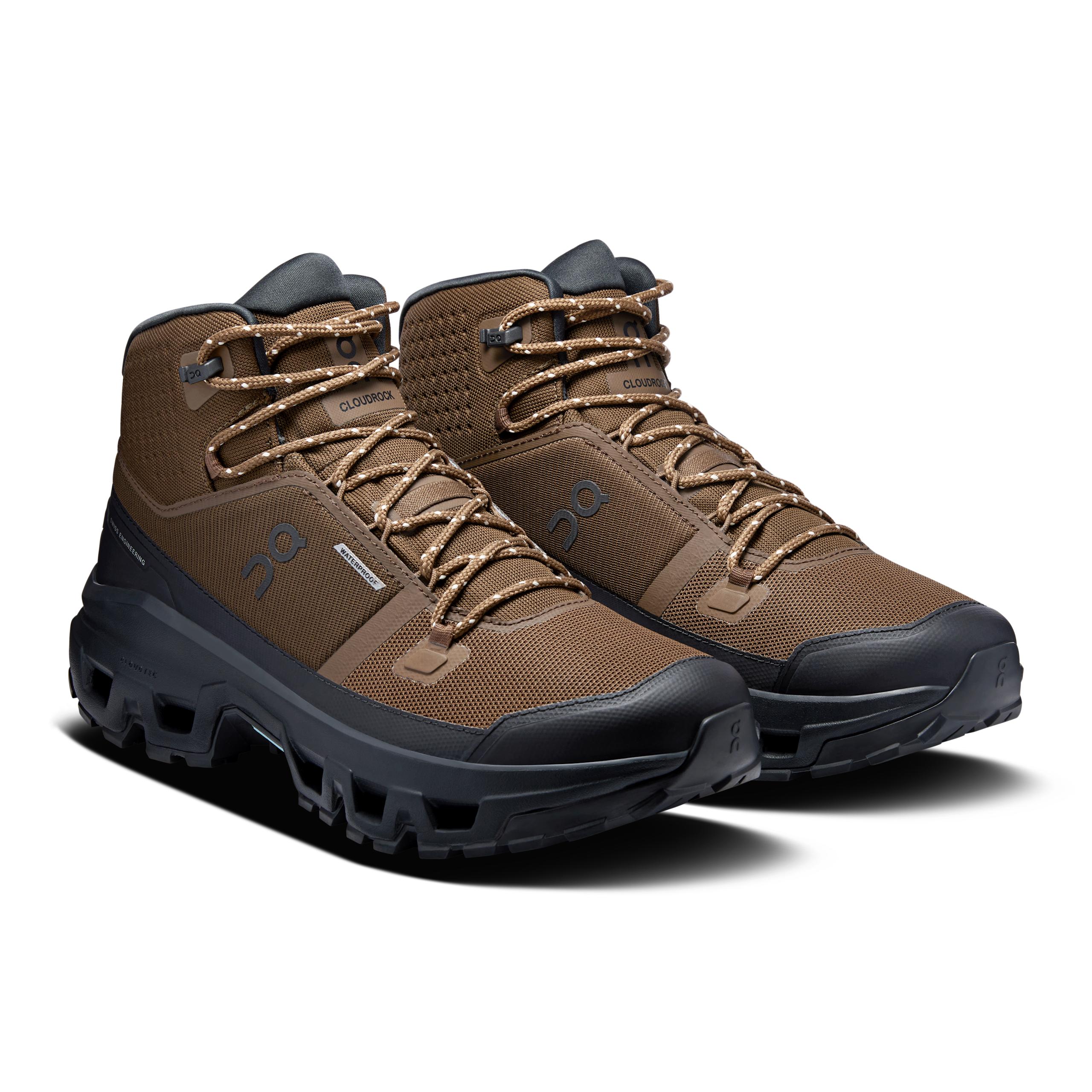 Кроссовки On Cloudrock Mid Waterproof мужские, землисто-коричневые с чёрным — фото 6