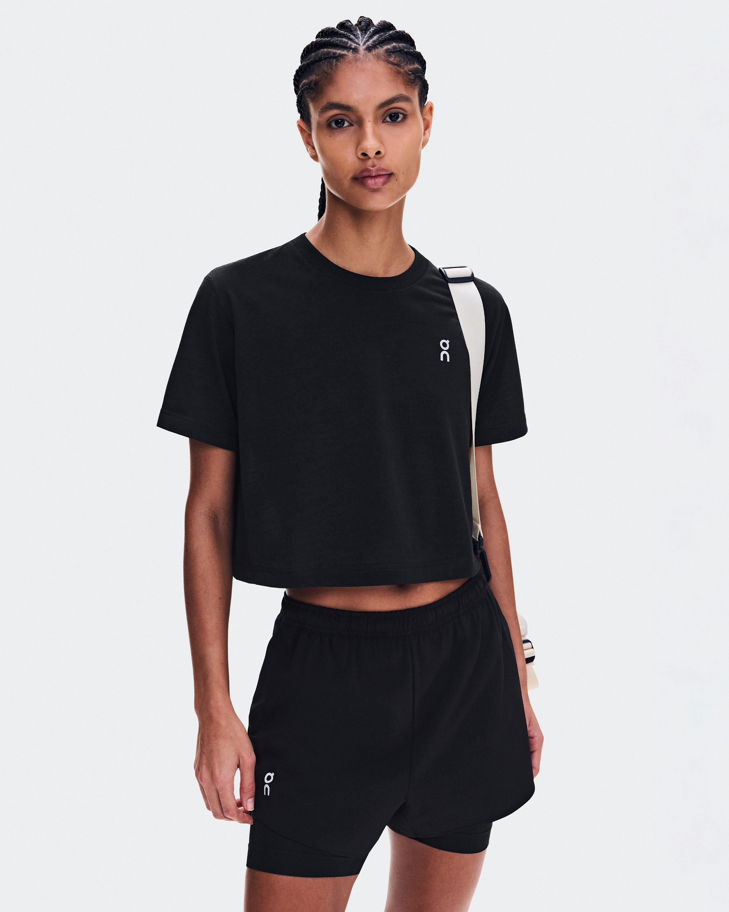 Женская укороченная футболка Train-T Crop, цвет чёрный (Black) — фото 5