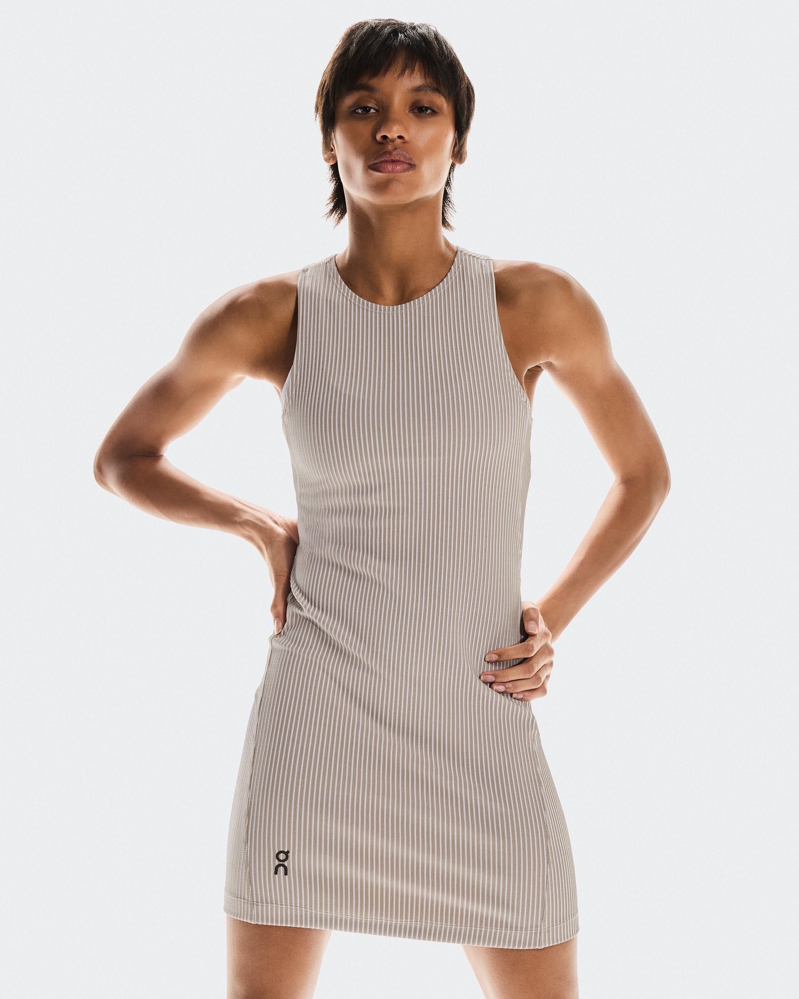 Платье женское On All-Day Ribbed Dress (песочный/белый) — фото 3