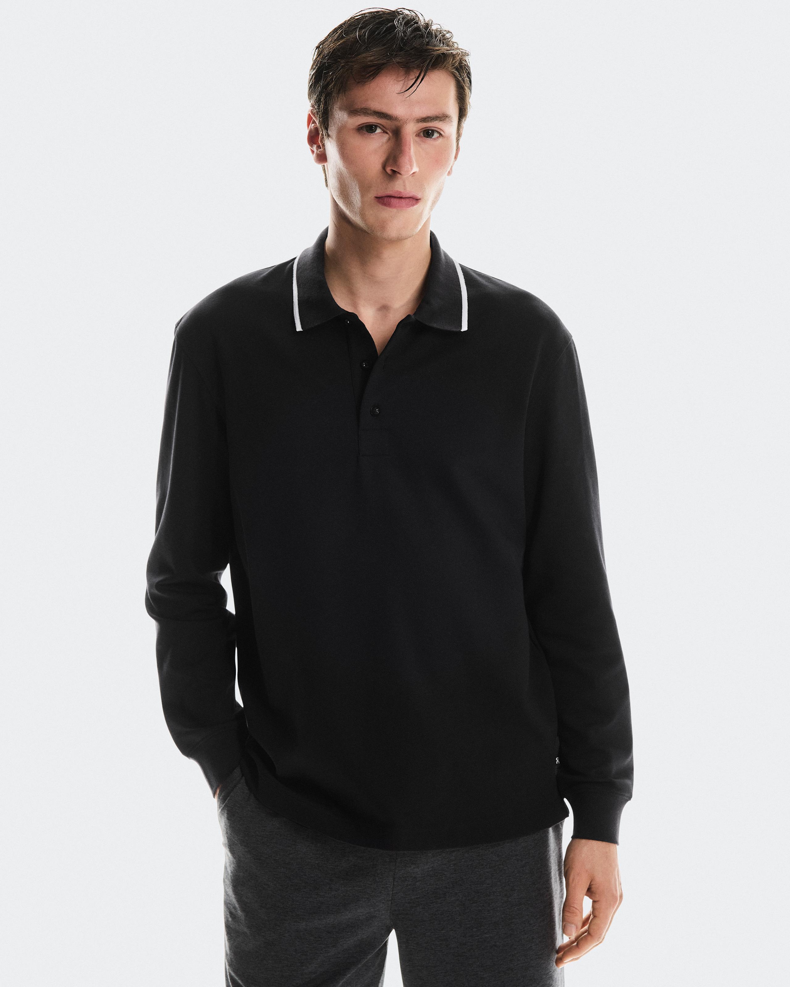 Мужское поло On Courtside Long-T Polo, Black — фото 3