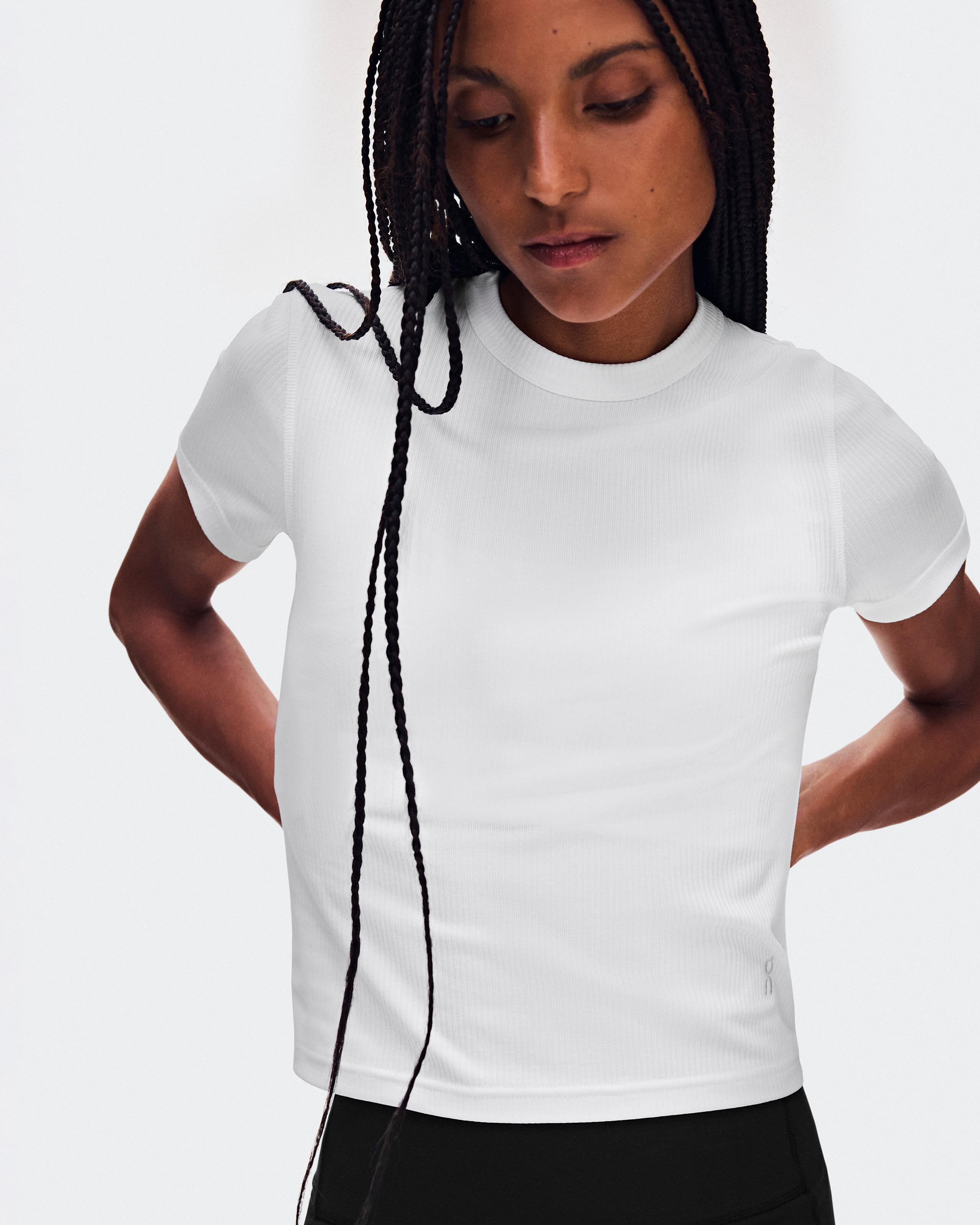 All-Day Ribbed T-Shirt — женская футболка в рубчик, белая — фото 2